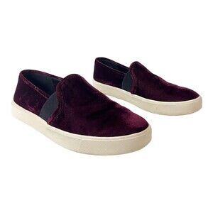 Vince Size 7 Sneakers Corbin Slip On Shoes Burgundy Velvet Comfort